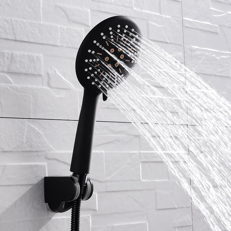 High Pressure Handheld Shower Head with Hose 3 Spray Modes ABS Black Bathroom Hand Shower