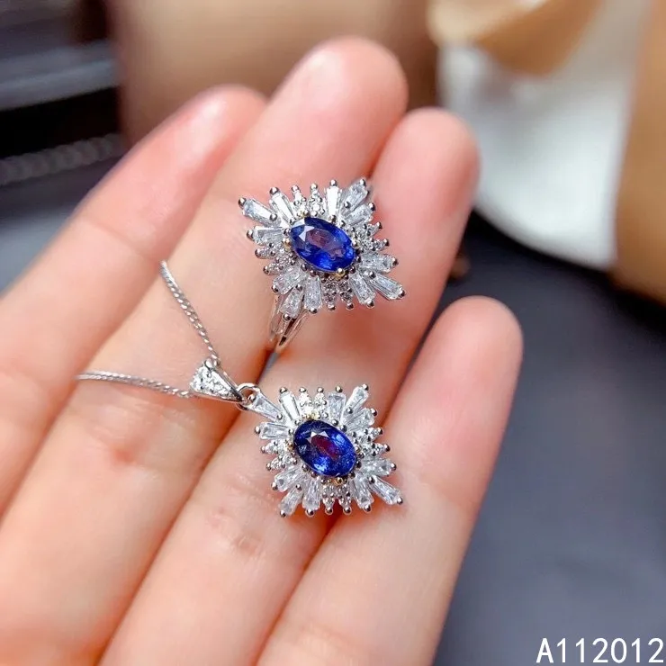 KJJEAXCMY fine jewelry natural sapphire 925 sterling silver trendy girl new set support test