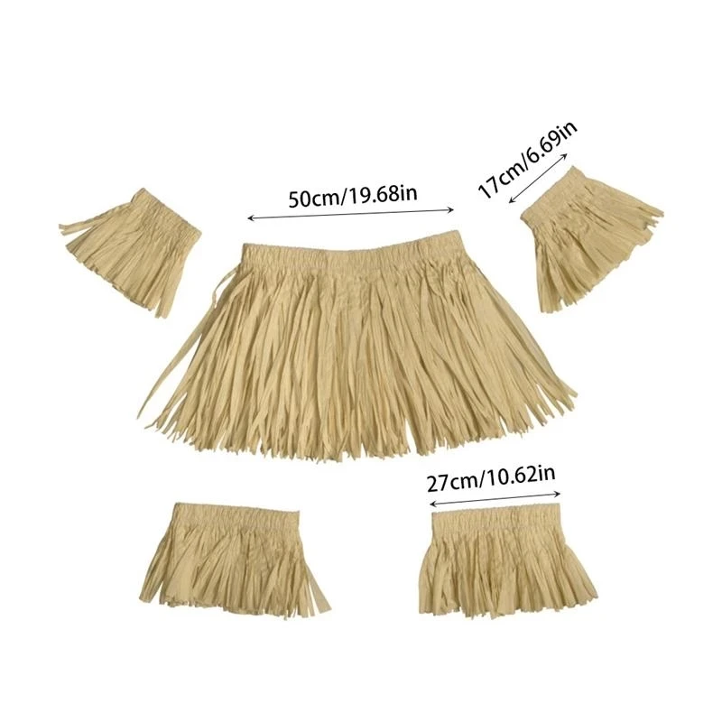 1 Set Hawaiian Straw Skirt Imitation Raffia Paper Men Women Stage Performance Dress Up Tassel Props Costume Skirts Beach Decor