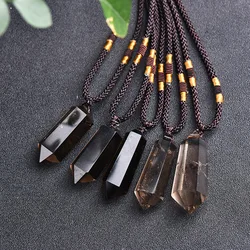 1Pc Smokey Quartz Double Pointed Pendent Crystal Gemstone Natural Stone Chakra Healing Crystals Necklace