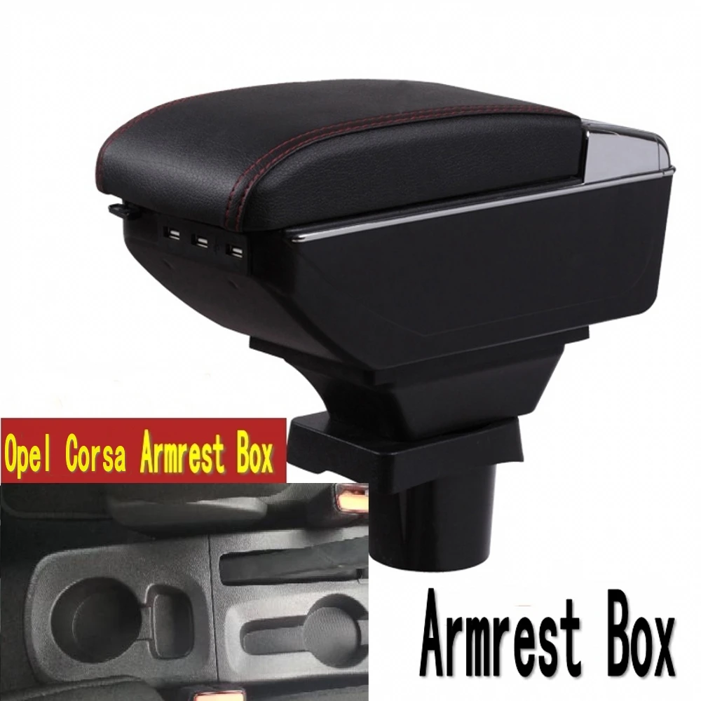 For OPEL CORSA armrest box central Store content box with cup holder ashtray USB CORSA armrests box