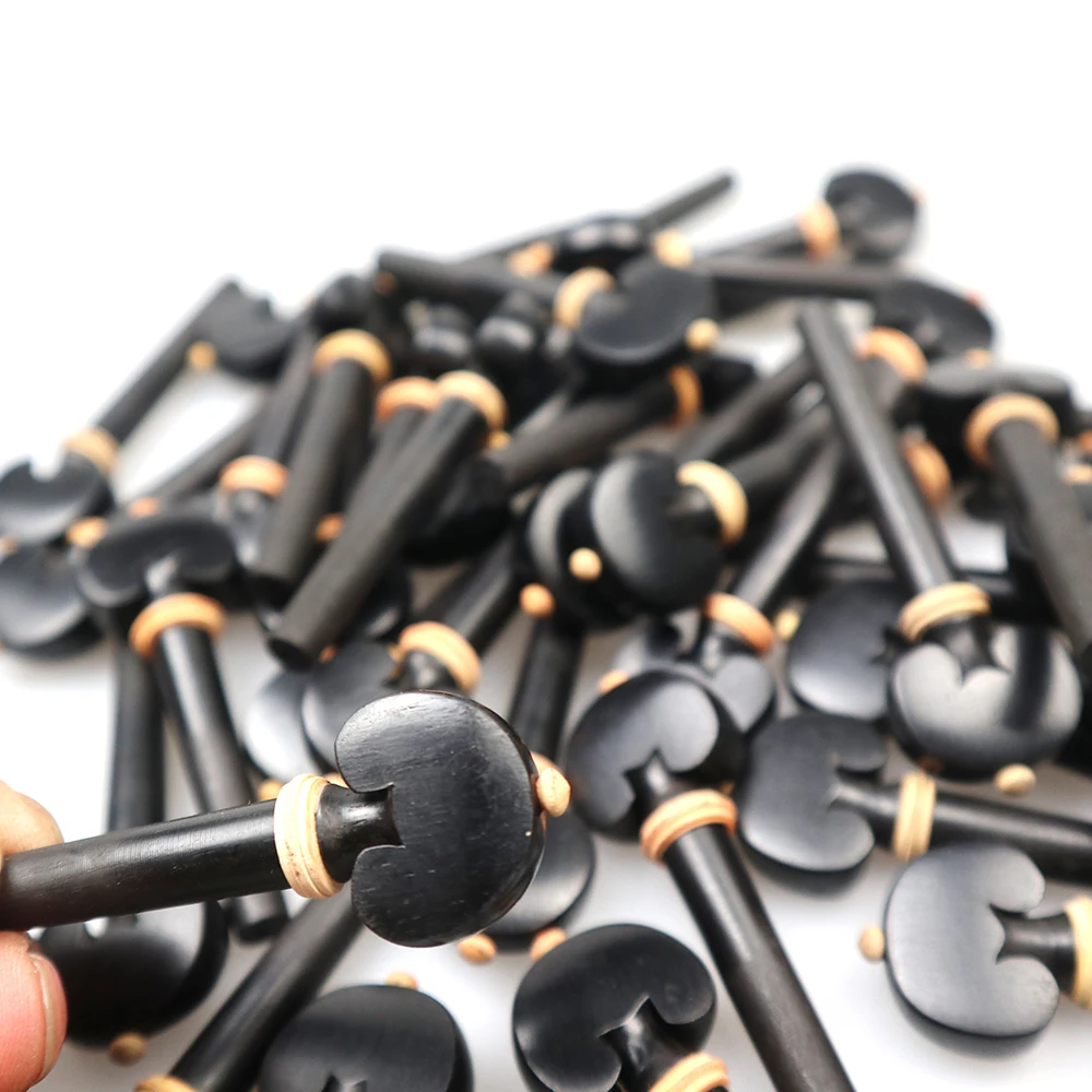 50pcs 4/4 Violin String Tuning Pegs Keys Tuner Winder Ebony Wood Inlay Boxwood Ring 4/4 Full Size