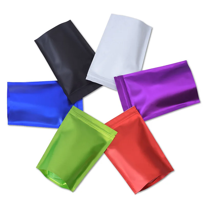 1000Pcs Colorful Matt Stand up Aluminum Foil Ziplock Bag Snack Cookie Tea Coffee Packaging Bag Doypack Purple Foil Zipper Bag