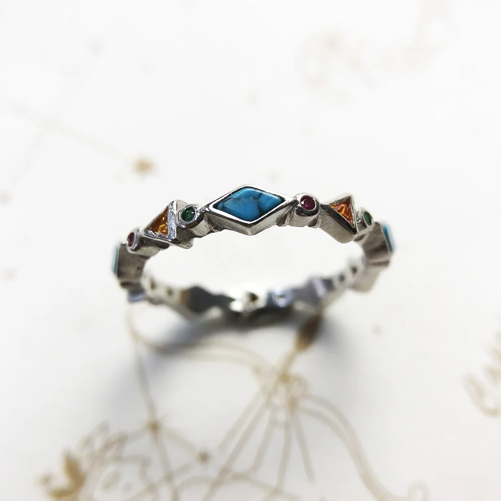 Women's Bohemian Turquoise 925 Silver Ring