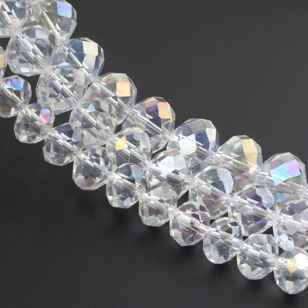4/6/8/10/12mm Crystal Rondel Beads Wheel Faceted Glass Beads for Diy Bracelet Accessories Jewellery Making 15\'\'/Strand Pick Size
