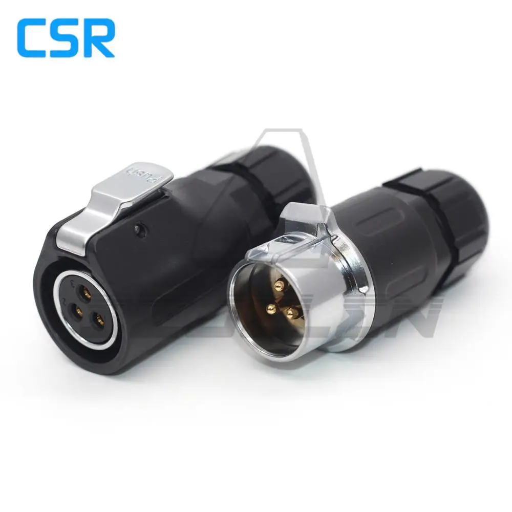 XHP20 , 3 Pin Waterproof Connector LED Power Cable Connector Male Socket Docking Connector IP67