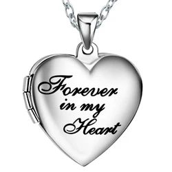 Stainless Steel Heart Forever In My Heart Photo Picture Memory Frame Locket Pendant Necklace Jewelry Gifts For Lover Dropship