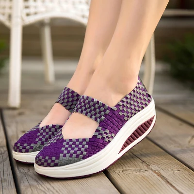 Women Casual Shoes 2021Summer Breathable Handmade Women Woven Shoes Fashion Comfortable LightWeight Wovening Women Shoes EE-14