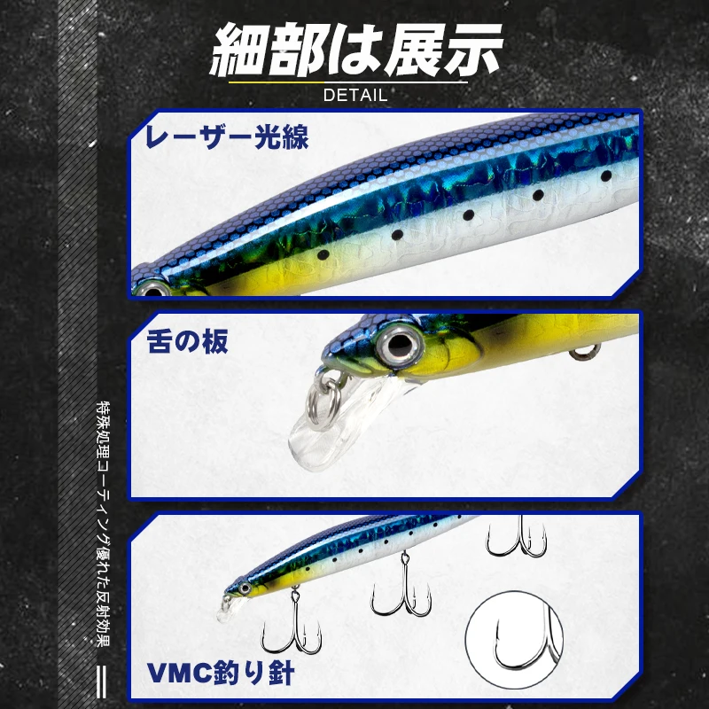 D1 Minnow Fishing Lure Bait Suspending Floating 145mm/120mm XM-140N Artifcial Wobblers For Bass Tuna Flatfish DT5002