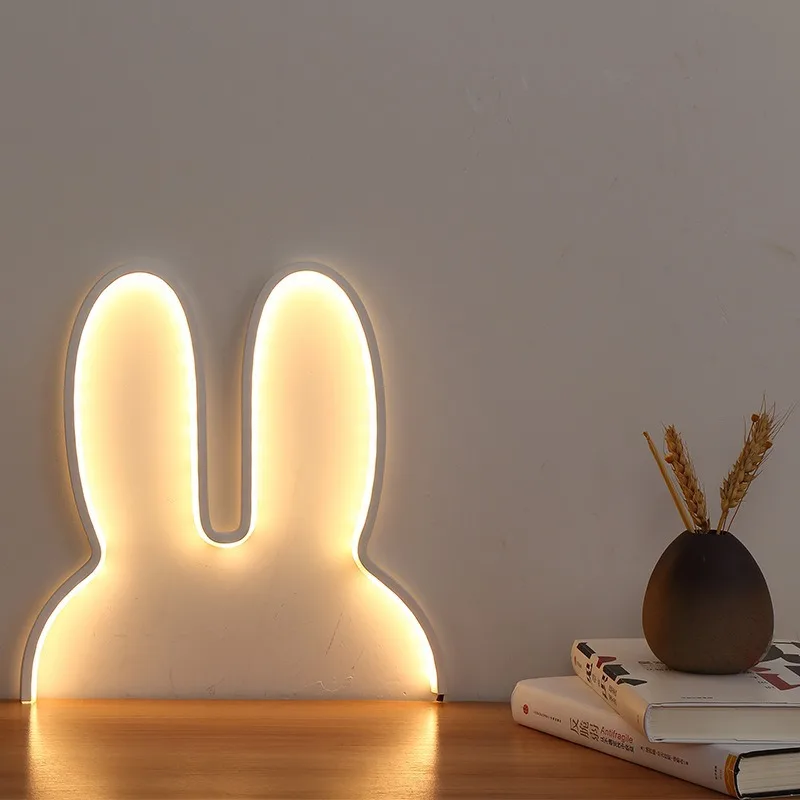 Rabbit Night Lights USB Powered Lamp Cute Animal LED Night Lamp Kid Home Holiday Gift Lamp Bedroom Nightlight Rabbit Table Lamp