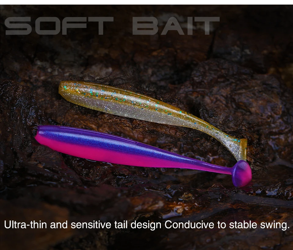 TSURINOYA 65mm 75mm T Schwanz Wrom Angelköder Weicher Köder Künstliche Köder Tackle Jerkbaits Hecht Bass – Detail 9