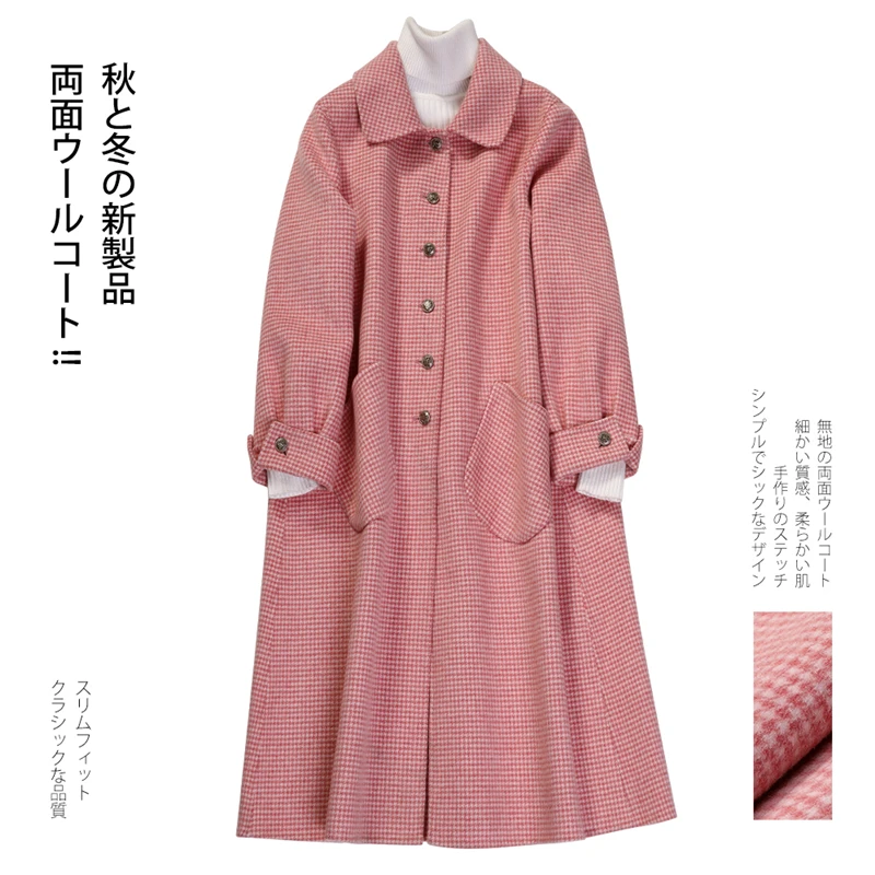 Winter Coat Women Clothes 2019 Korean 100% Wool Coat Pink Woolen Long Jacket Autumn Elegant Ladies Cashmere Jackets 18088