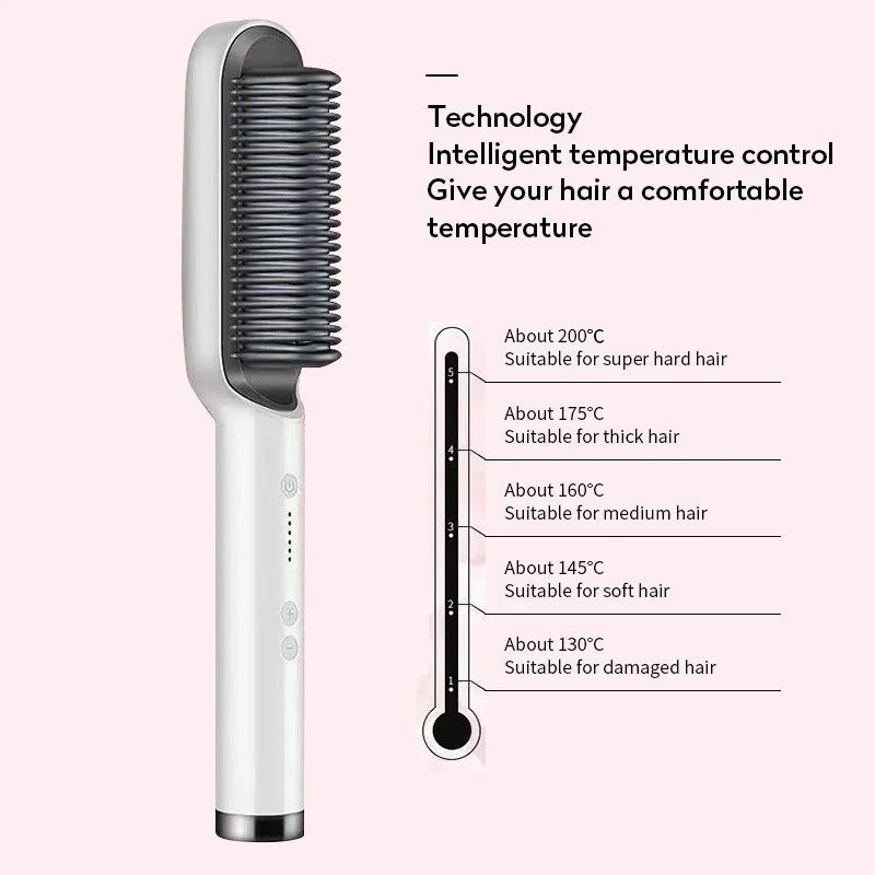 Hair Straightener Hot Comb Anti-scalding Ceramic Hair Curler Multi-speed Electric Straightening Comb Curling Iron Hairbrush