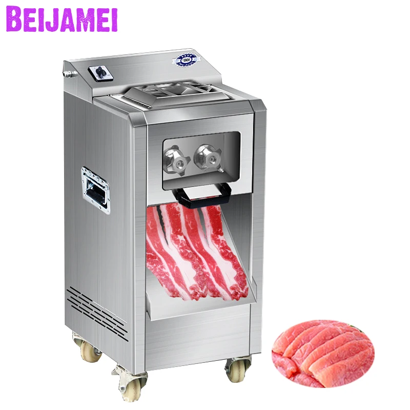 BEIJAMEI commercial meat cutting machine vertical 220kg/h electric meat slice cutter machine Removable Blade 2200W