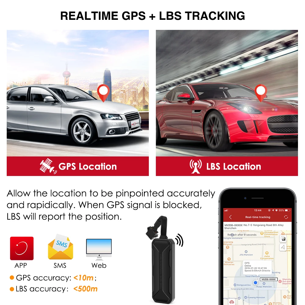 Mini Auto Tracker Realtime Lbs Gps Tracking Tracker MV208 Afstandsbediening Cut Power Brandstof Auto Locator Overspeed Alarm Kilometerstand Statistieken