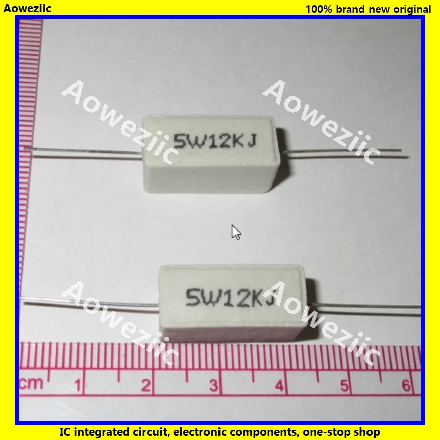 10Pcs RX27 Horizontal cement resistance 5W 12K ohm 12K RJ 5W12KJ 12000R 12000RJ Ceramic Resistance precision 5% Power resistance