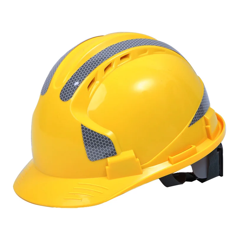 Drie Ribben Reflecterende Helm Abs Hard Hat Constructie Ingenieur Werken Beschermende Helm Gratis Print Logo Vijf Kleuren Op Voorraad