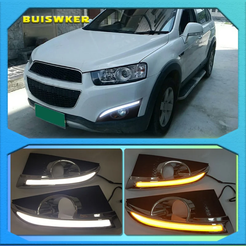 

2Pcs For Chevrolet Captiva 2011 2012 2013 turn Signal Relay Car-styling 12V LED DRL Daytime Running Lights with fog lamp hole