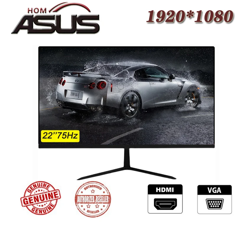 21/22 Inch 1K Display Screen Computer Monitor PC 75Hz HD Gaming VGA/HDMI  Flat Panel Portable Monitor