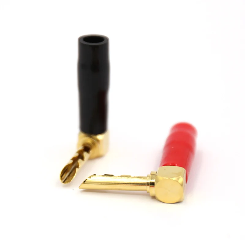 4x BA1448 Banhado A Ouro L-Tipo Bloqueio de Parafuso de 90 Graus BFA Banana Conectores Adaptador Plug