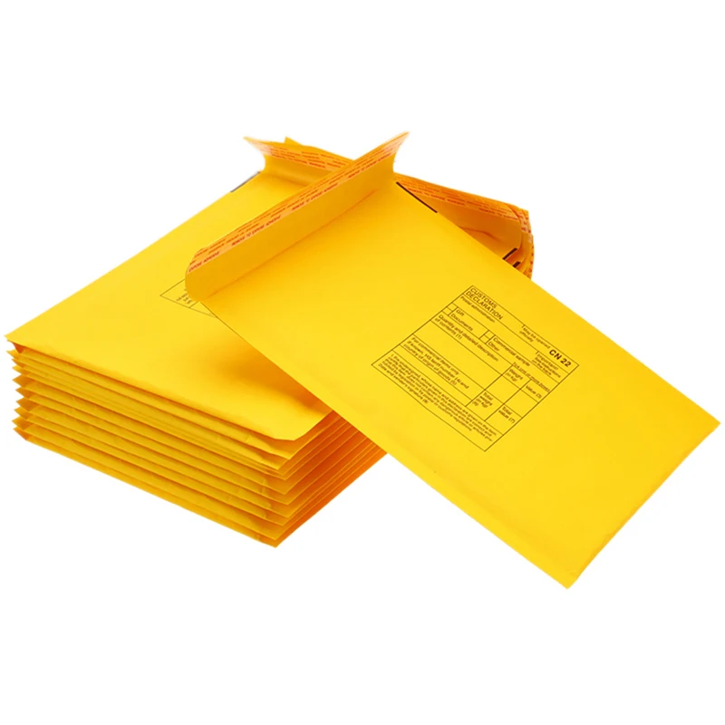 50 PCS/Lot Yellow White Kraft Print Paper Bubble Envelopes Bags Different Size Mailers Padded Shipping Envelope Bags With Bubble