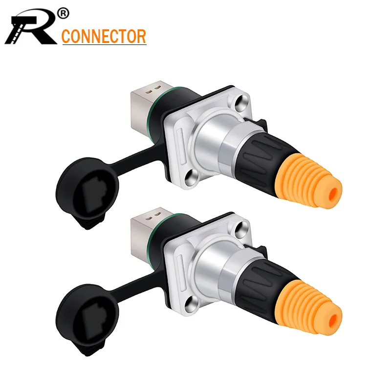 10sets/lot RJ45 Waterproof Aviation Female Socket+Male Plug 8P8C Net Network Modular Connector  Network Interface Plug