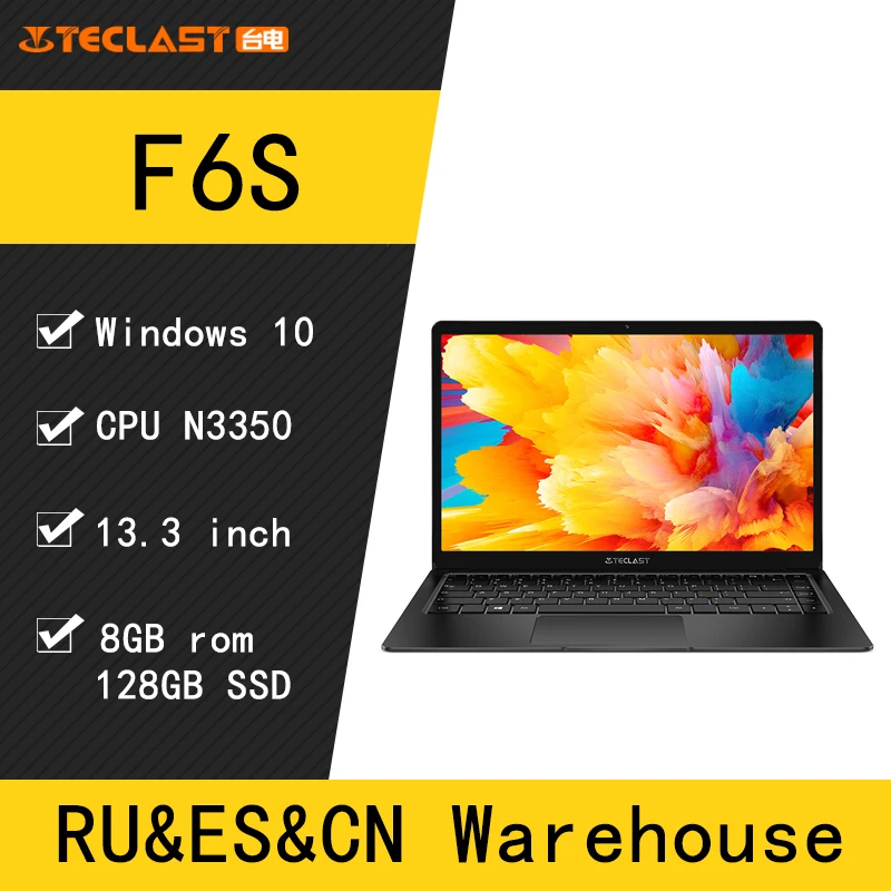 Máy Tính Bảng Teclast F6s Laptop Intel Apollo Hồ N3350 Windows10 Quad Core LPDDR4 RAM 8GB 128GB SSD 13.3 Inch máy Tính 1920*1080 Ips