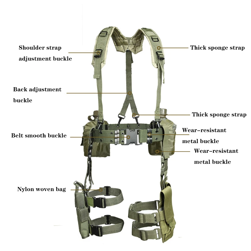 Outdoor 1000D tactical belt for men military Combat Belt H-shaped Padded Soft Adjustable Belt sling shoulder strapY belt