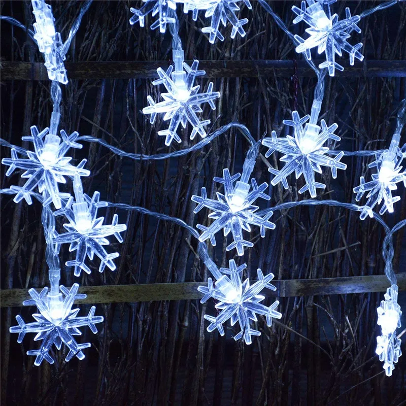 

10M 100LED Christmas Decoration Garland Snowflake String Lights for Christmas New Year Wedding EU/US/UK Plug Snowflake Festoon