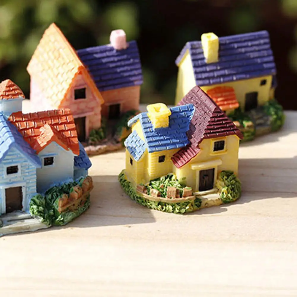 Fairy Garden Miniature Resin House Villa Micro Landscape Bonsai Ornament Decor Mini House Villa Miniature Craft Kids Toys Gifts