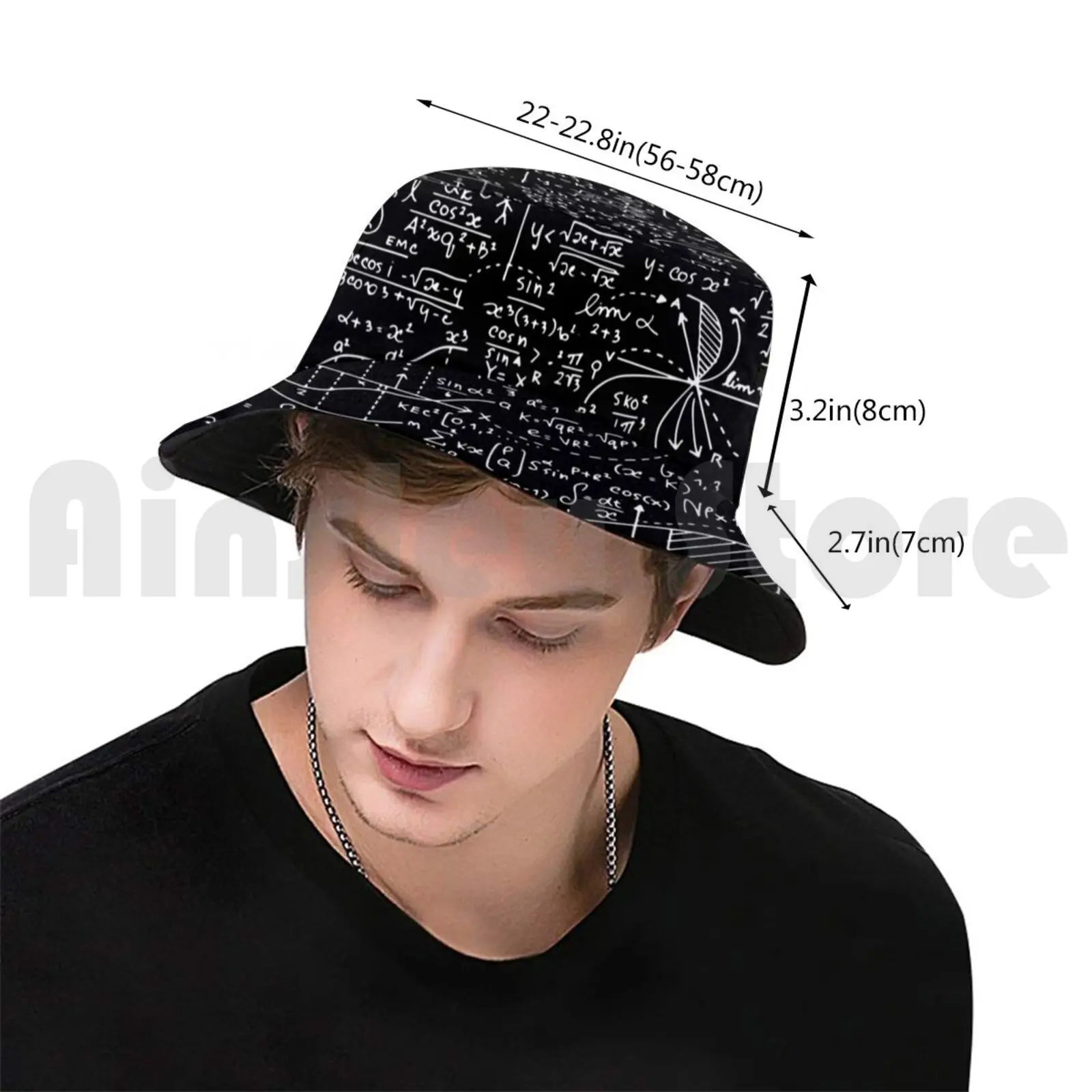 Amazing World Of Mathematics Monochrome Bucket Hat Adult kid baby Beach Sun Hats Geometric Shapes Geometric Square Polygon