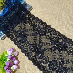 17.5cm Black Wide Lace On The Grid Elastic Couture Materiel Accessoires For Sewing Needlework Used On Dress And Curtains E1082