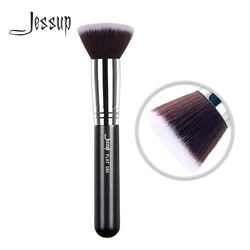 O corretivo do contorno do pó da escova da composição da cara das escovas da fundação de jessup cora highlighter liso fluff redondo para o creme líquido