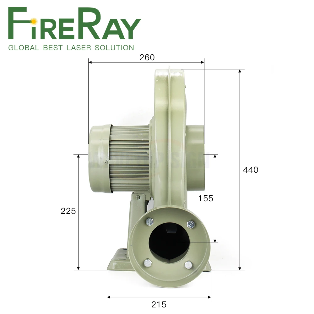 Fireray 750W 220V 380V Exhaust Fan Air Blower Centrifugal for CO2 Laser Engraving Cutting Machine Medium Pressure Lower Noise