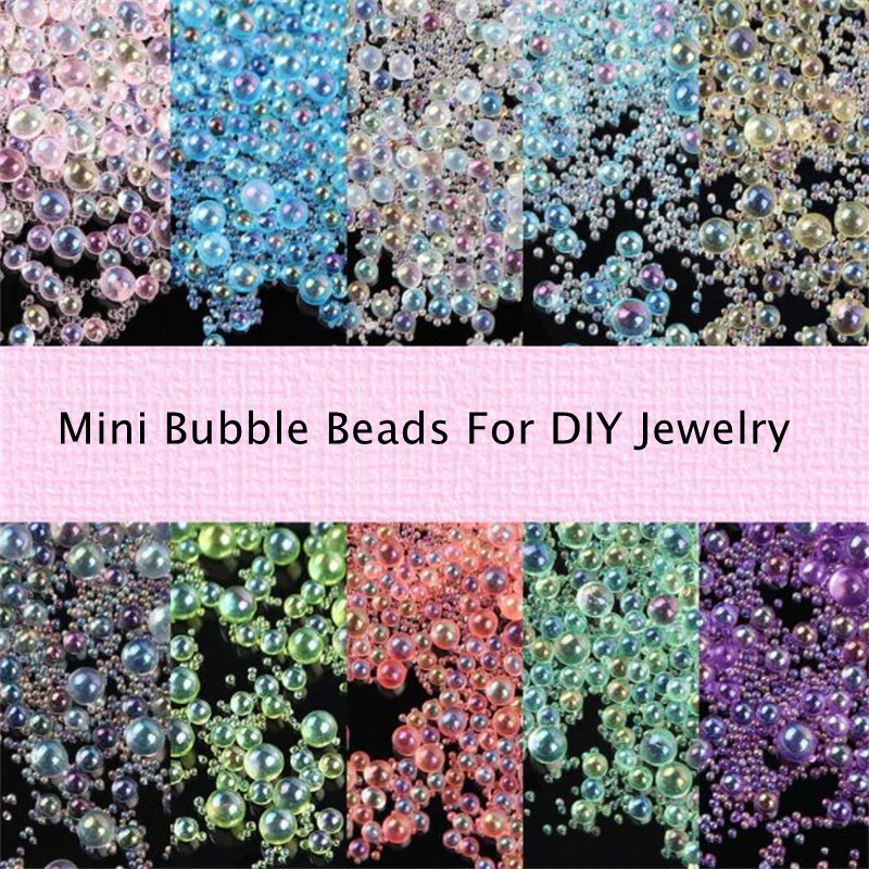 10g/Pack 0.6-3mm Mini Bubble Ball Beads Tiny Glass Bead For Silicone Mold UV Resin Epoxy Filler Resin Filling DIY Nail Art Decor