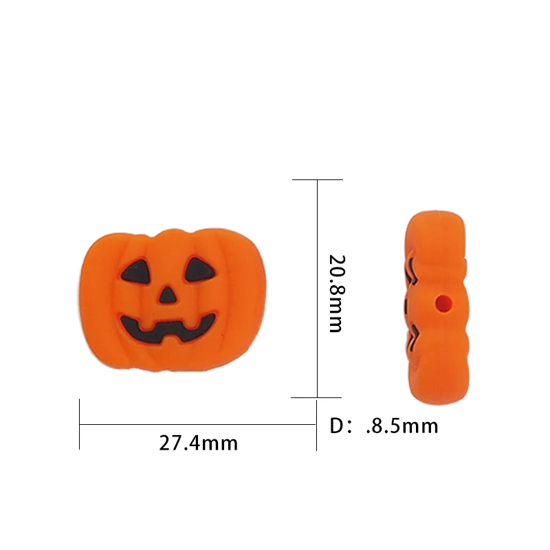 Chenkai 10PCS Pumpkin Silicone Focal Beads For Beadable Pen Halloween Silicone Charms for Pen Keychain Making Silicone Character