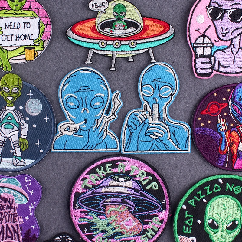 DIY Alien/UFO Patch Iron On Patches On Clothes Embroidered Patches For Clothing Patch Sewing On Garment Apparel Accessories