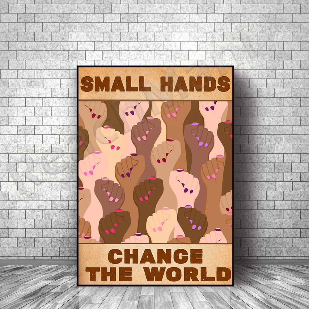 Small pendant world poster, change the world diversity wall art, classroom decoration, equality poster, inspirational art, black