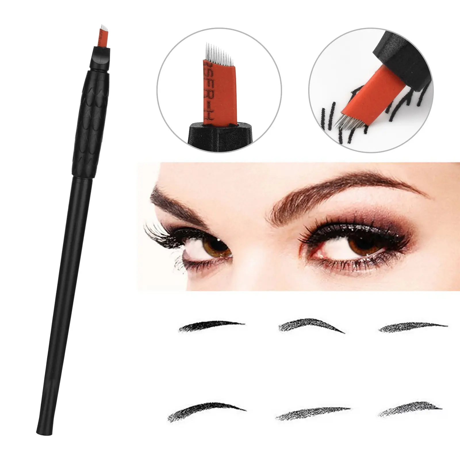 5pcs Manual Disposable Makeup Eyebrow Tattoo Pen 12/11 pin Microblading Blade Needle Lip Liner Training Permanent Makeup Tool