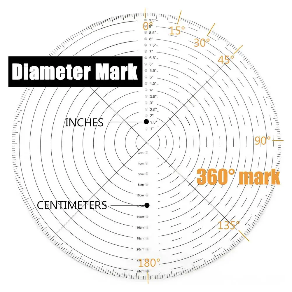 Round Center Finder Compass Clear Acrylic Tool For Drawing Circle Sewing Ruler Scale Template Transparent Wood Circles Drawing