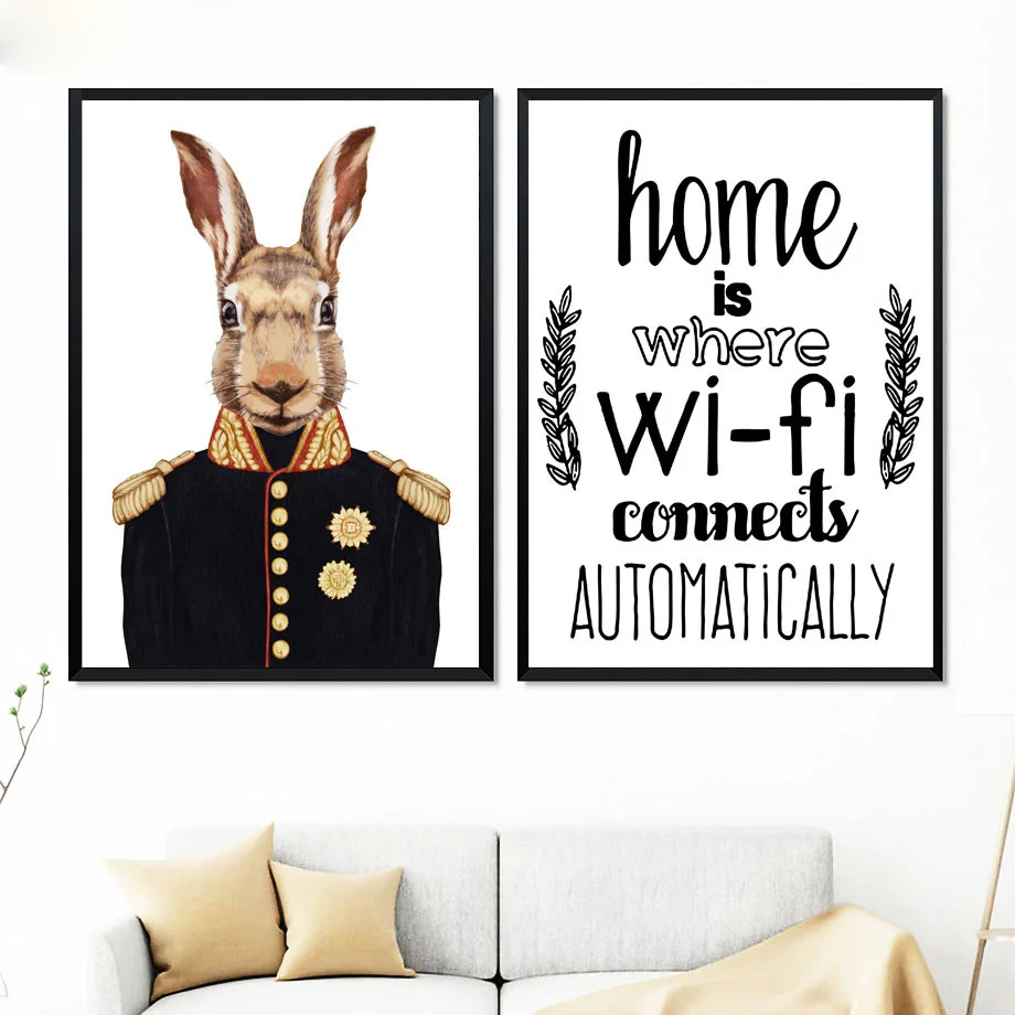 Abstract Deer Rabbit Fox Major general Wall Art Canvas Painting Nordic Posters And Prints Wall Pictures For Living Room Decor
