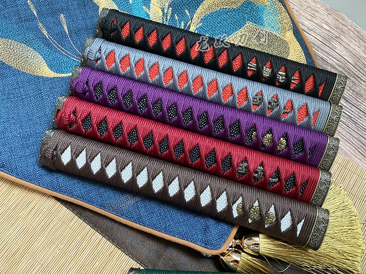 Handmade Japanese Samurai Sword Handle Set Kirsite Tsuka/Fuchi Kashira Nice Katana/Wakizashi DIY Accessory