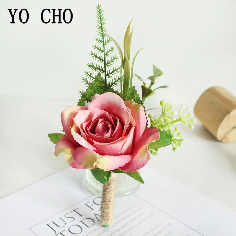 Yo Cho Wedding Boutonniere Bruidegom Broche Pins Bridal Pols Corsage Meisje Armband Zijde Rose Party Prom Wedding Planner Bloemen