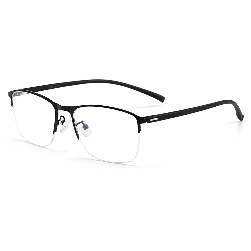 Business Women Semi Frameless Titanium Alloy Glasses Frame Men's Classic Optical Eyewear With Flexible Temples Legs S61005