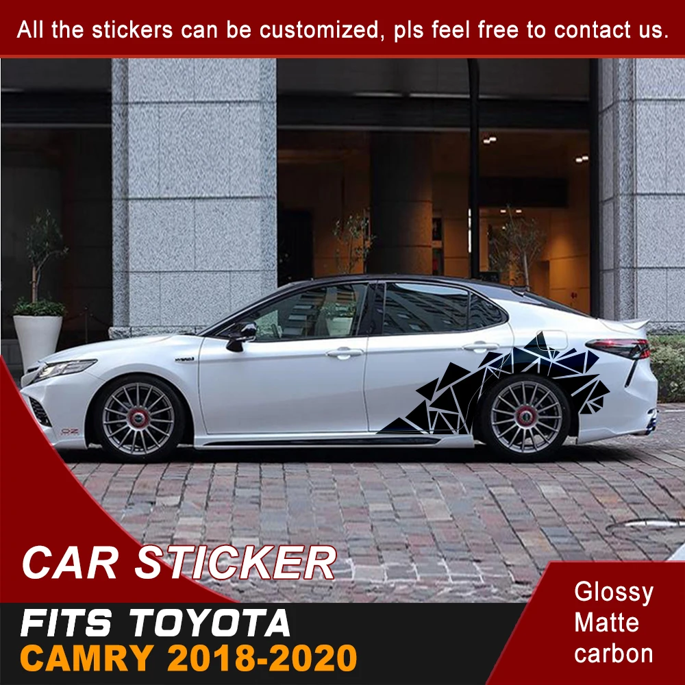 For TOYOTA CAMRY 2018 2019 2020 Irregular triangle Car Stickers Side Body 10 Racing Sport Flame Graphics Vinyl Car Decals