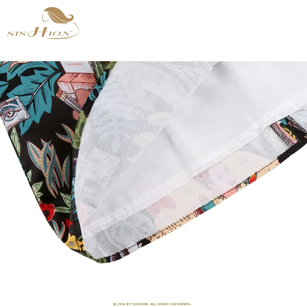 SISHION Dropshipping Floral Toucan Print Mini Rock SS0008 Baumwolle Vintage Schlank Retro Sexy Röcke Frauen Damen Frauen Rock Y2K – Detail 11