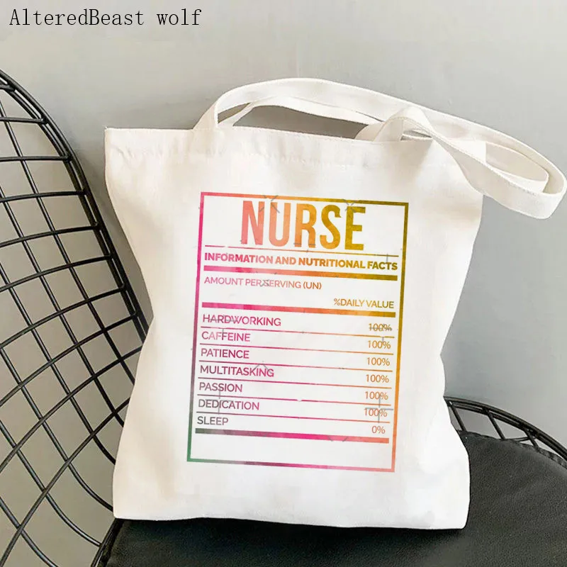 Women Shopper bag Nurse In Progress Please wait Bag Harajuku Shopping Canvas Shopper Bag girl handbag Tote Shoulder Lady Bag