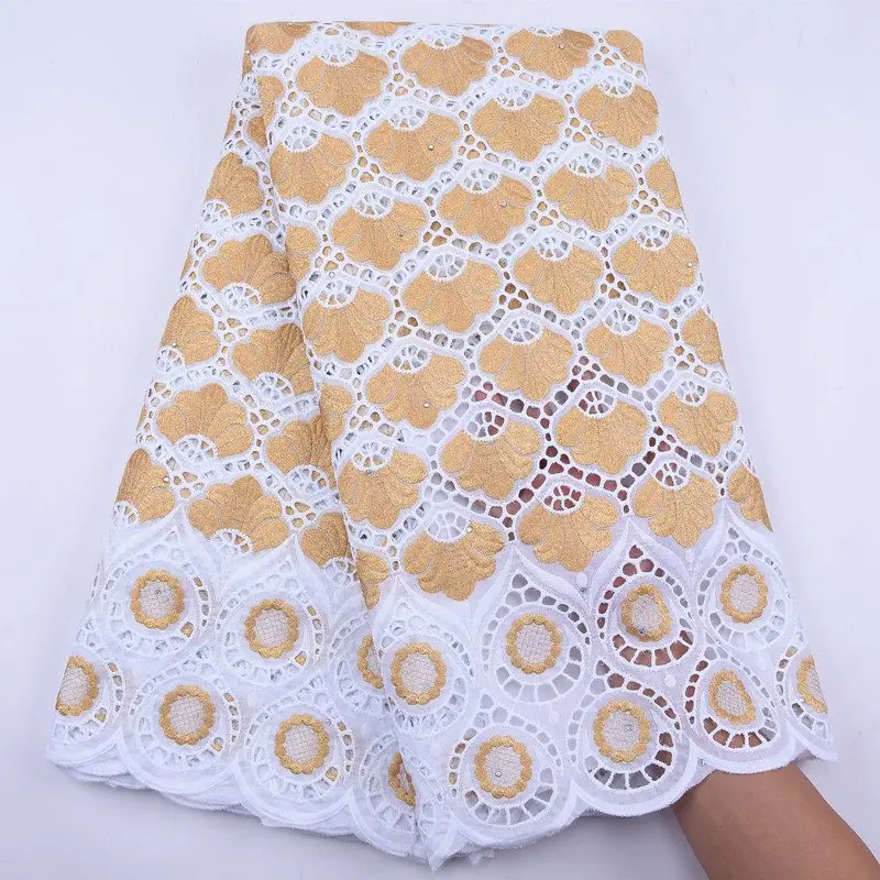 Latest Design 100% Cotton African Lace Fabric 2023 High Quality Lace Pure White Nigerian Swiss Voile Lace In Switzerland S1944