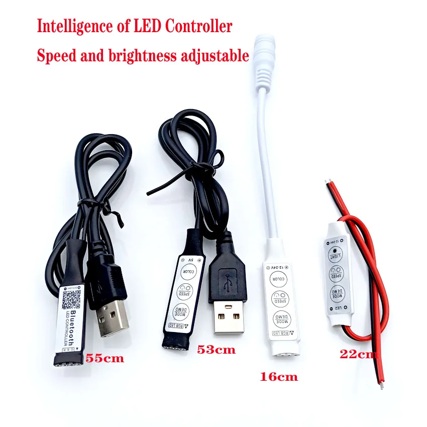0.5m 1m RGB Controller 5V USB Connector Cable 4pin Line Dimmer 3 Keys for 5V 5050 2835 RGB LED Strip Ribbon TV Backlight Light