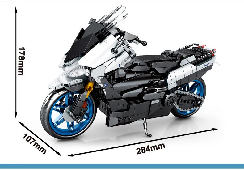 Simulation Technical Moc Building Block Japan Yama Tmax 530 Motorcycle Assemble Model Bricks Toys Collection For Boys Gifts